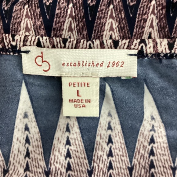 Dressbarn Layered Ruffle Sleeve Chevron Print Top Petite Large Multicolor - Picture 6 of 7